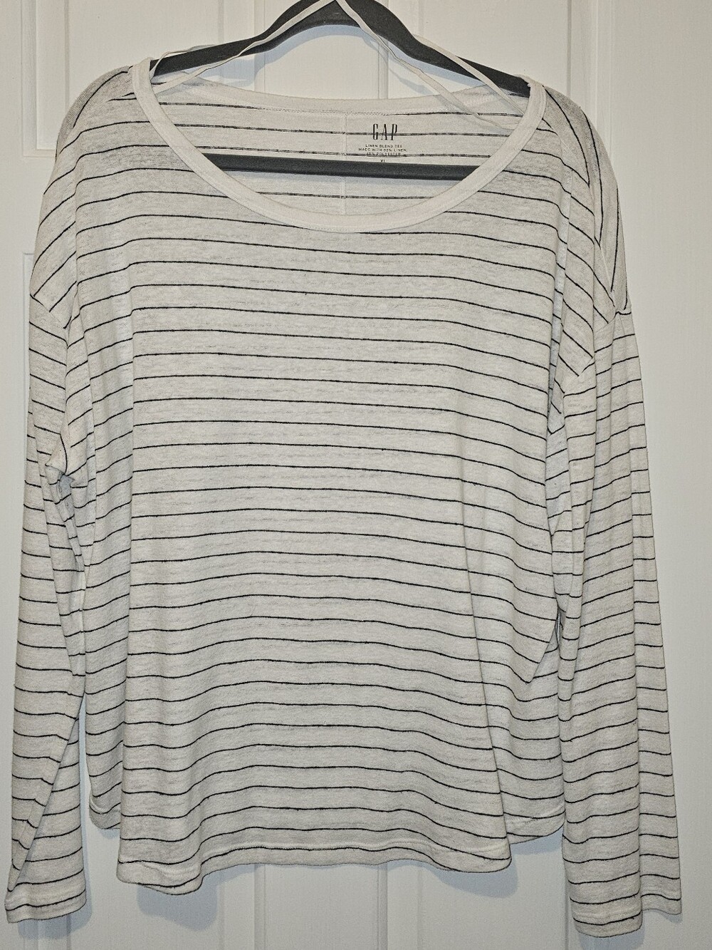 Gap Linen Blend Striped Long Sleeve Shirt Size XL Lightweight Top